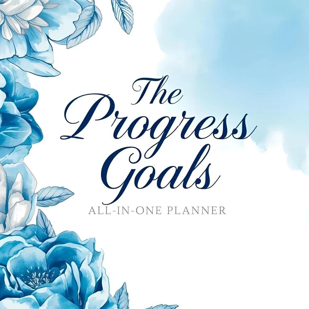The Progress Goals All-in-One Planner - Blue Floral Design